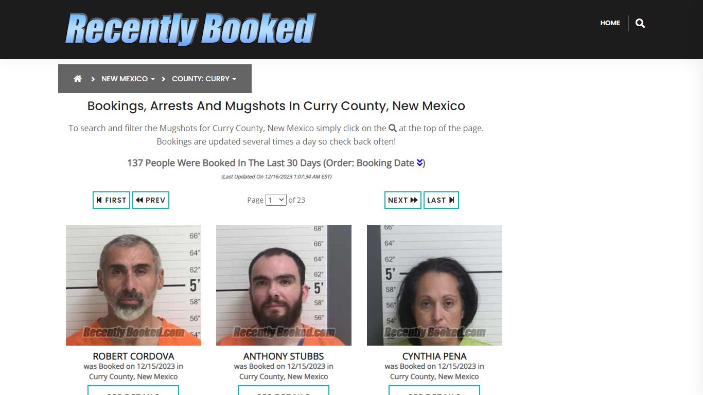 Bookings, Arrests and Mugshots in Curry County, New Mexico