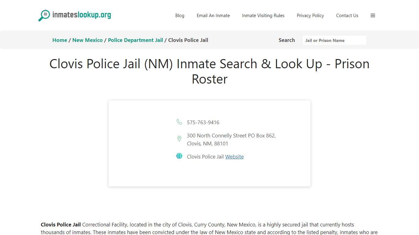 Clovis Police Jail (NM) Inmate Search & Look Up - Prison Roster
